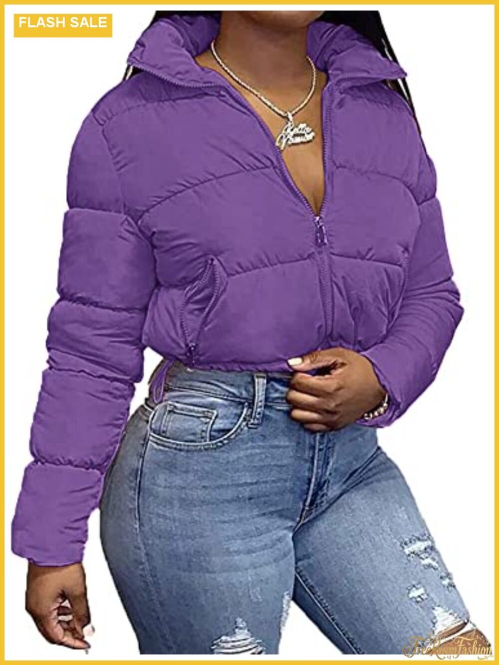 Ebifin Womens Cropped Lightweight Quilted Jackets Full Zipper Warm Coats Winter